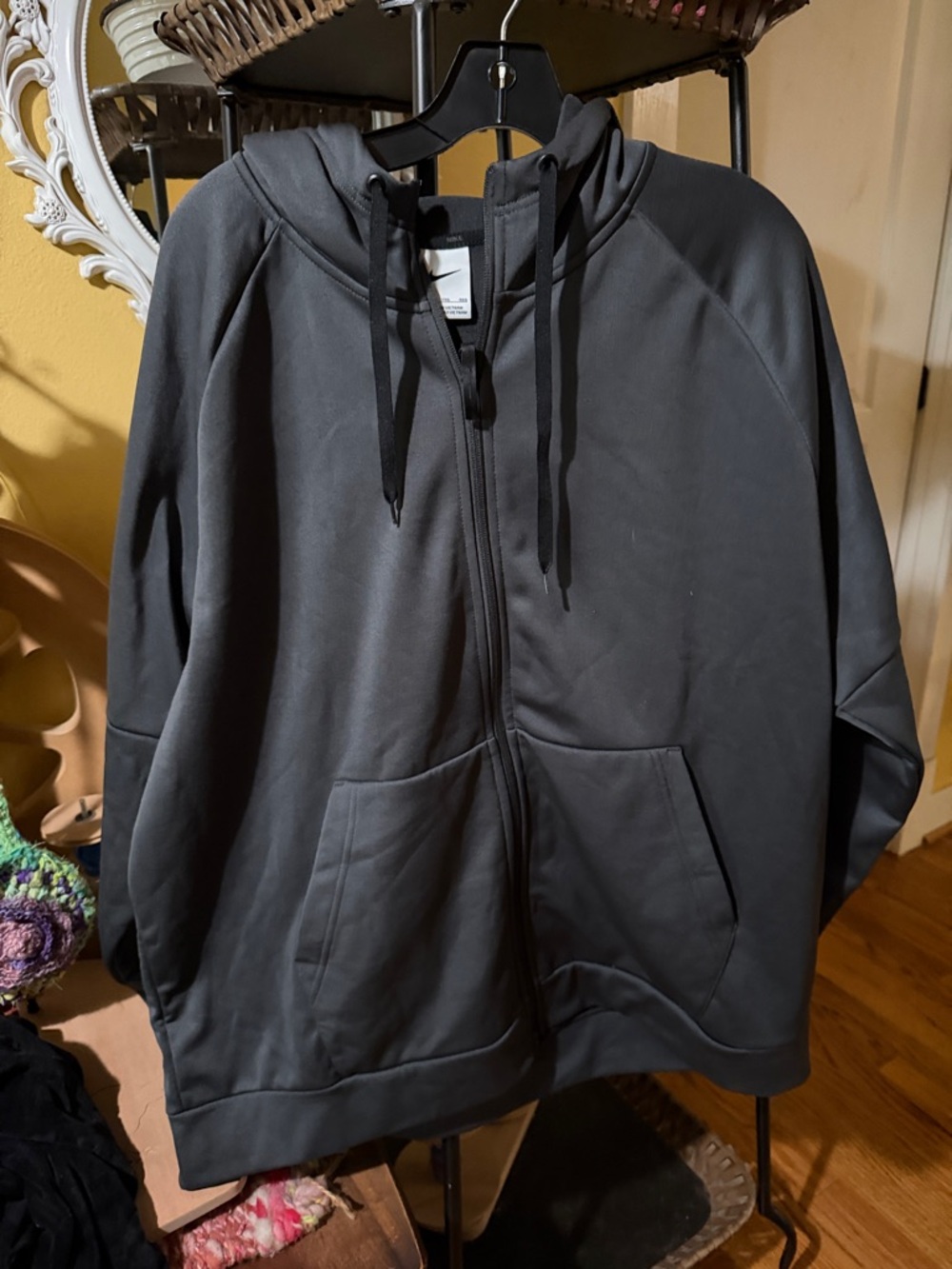 Nike Men's Charcoal Gray Hoodie with Swoosh Logo
